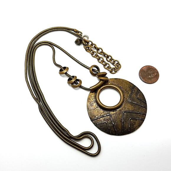 Vintage Signed Modernist Pendant Necklace, Mixed Metals, 1980s - Picture 10 of 10